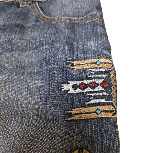 Allen B Embroidered Tribal Pattern Straight Leg Jeans Size 6 - Picture 4 of 13